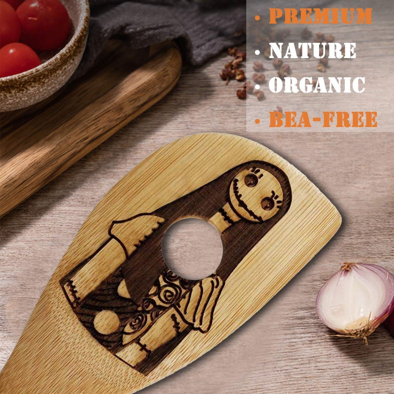 FUTERLY Nightmare Before Christmas Gifts - 5 Pcs Wooden Spoons for Cooking,Halloween Kitchen Utensils Set,Cooking Utensils set for Halloween Decor - Image 5
